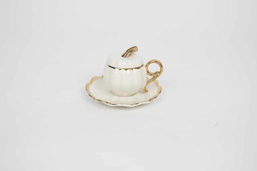 Amc Home Set šolja sa tacnom Talha, 6 komada, Belo - zlatni