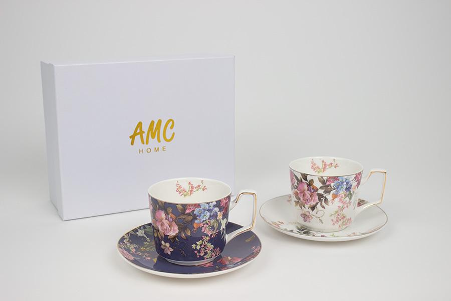Amc Home Set šolja sa tacnom Hibiscus, 2 komada