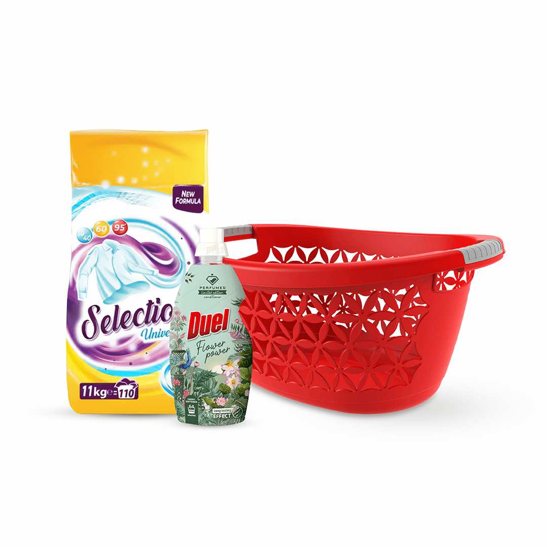 Duel Set za pranje veša, 2 proizvoda + Korpa za veš 30 l