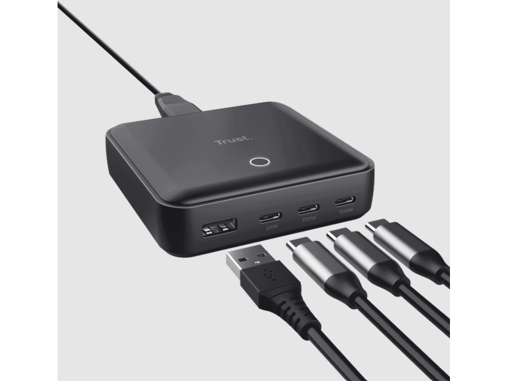 Trust desktop punjač Maxo, 100W, USB, 3xUSB-C porta, 1xUSB-A port, crni