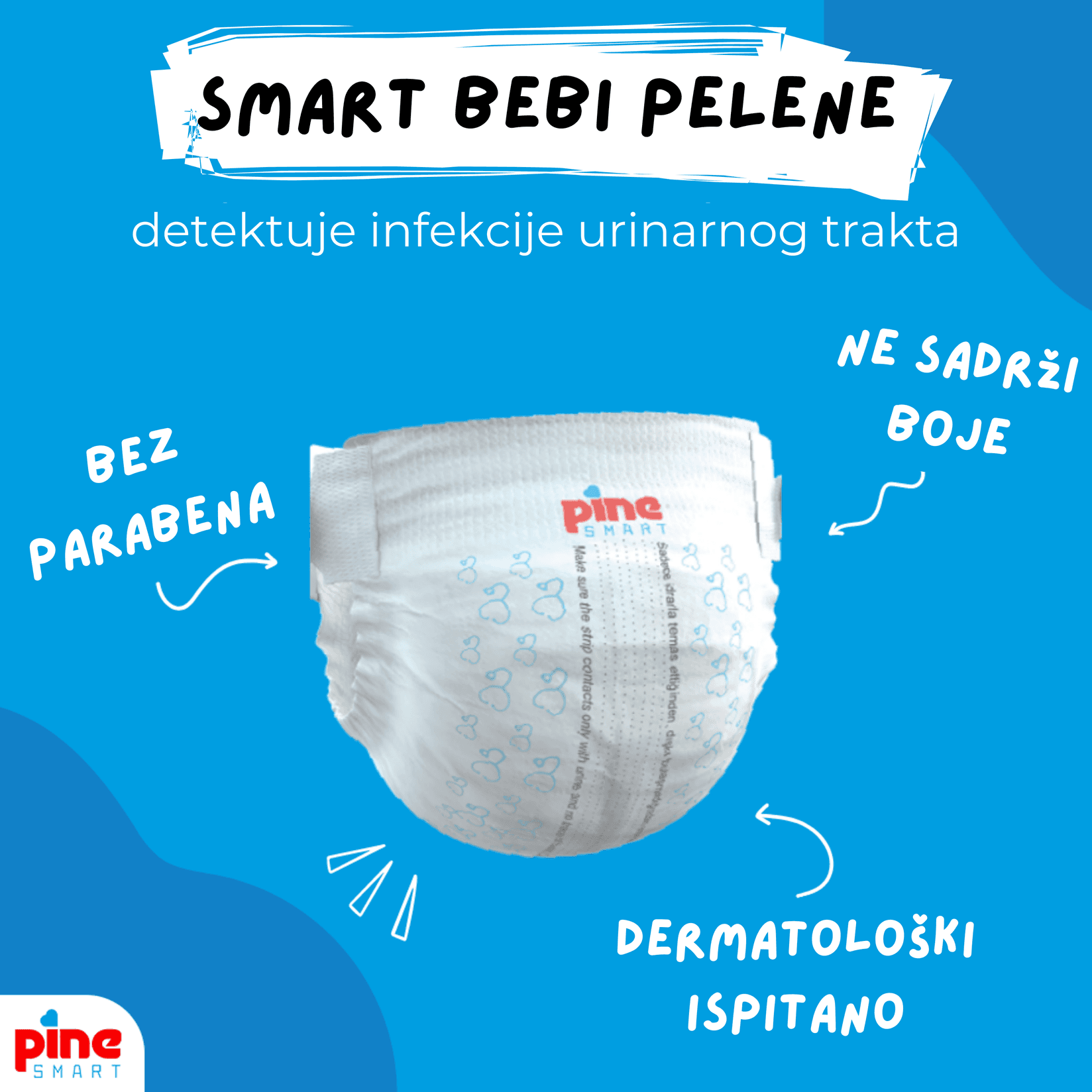 Pine Pelene za bebe za detekciju infekcije urinarnog trakta Smart, Mini, 3-6 kg