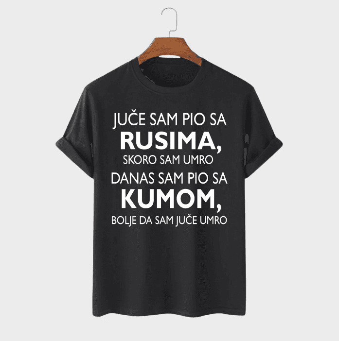 MAFIMI Muška majica Juče sam pio sa Rusima, Crna