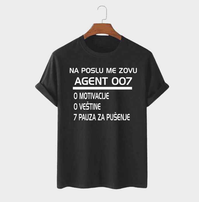 MAFIMI Majica AGENT 007, Crna