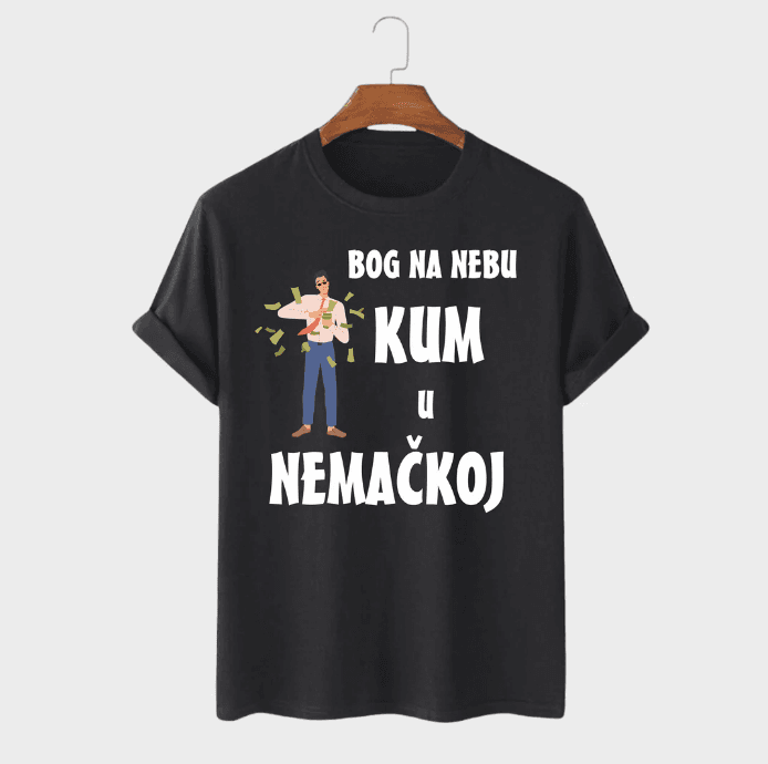 MAFIMI Muška majica Bog na nebu kum u Nemačkoj, Crna