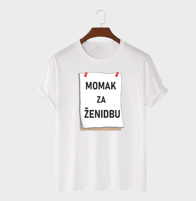 MAFIMI Muška majica Momak za ženidbu, Bela