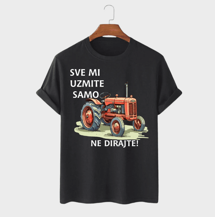 MAFIMI Muška majica Sve mi uzmite samo traktor ne dirajte, Crna