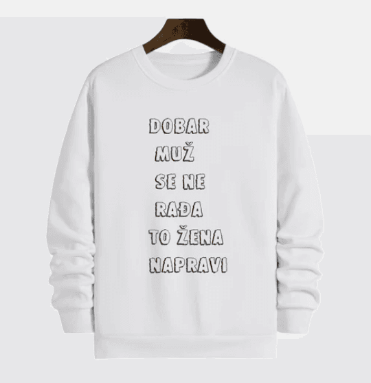 MAFIMI Muški duks Dobar muž se ne rađa, Beli