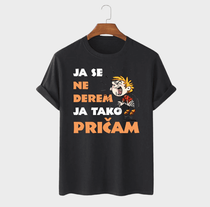 MAFIMI Muška majica Ja se ne derem ja tako pričam, Crna