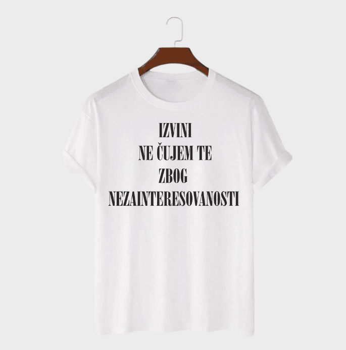MAFIMI Muška majica Izvini ne čujem te, Bela