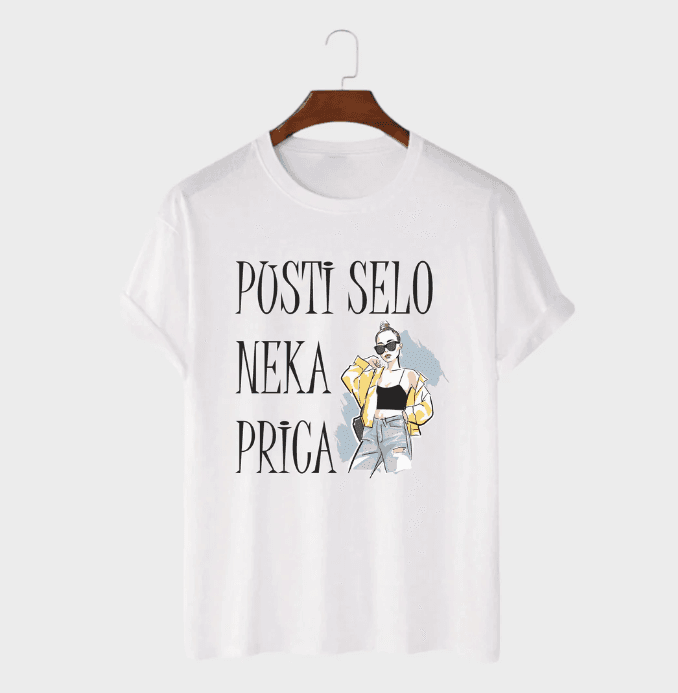 MAFIMI Ženska majica Neka prica selo, Bela