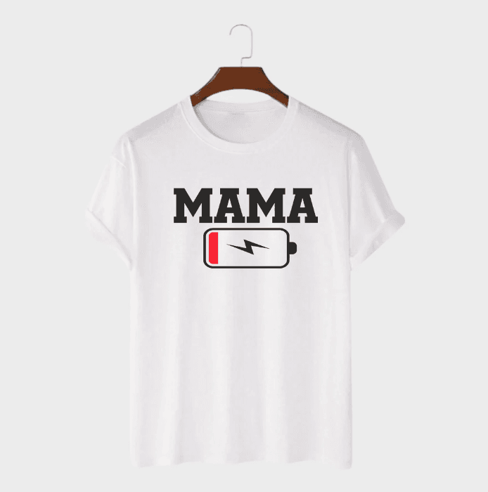 MAFIMI Ženska majica Mama bez baterije, Bela