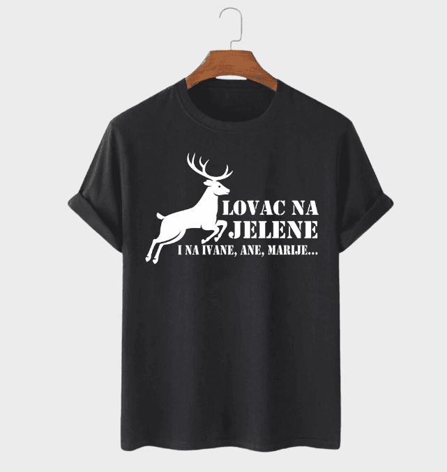MAFIMI Muška majica Lovac na Jelene, Ivane, Ane, Marije, Crna
