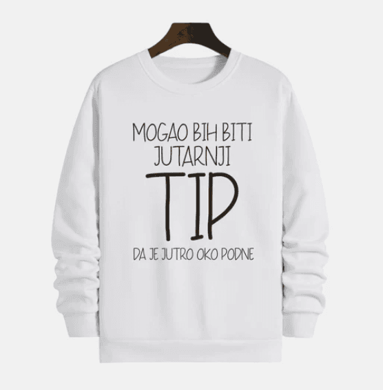 MAFIMI Muški duks Mogao bih biti jutarnji TIP, Beli