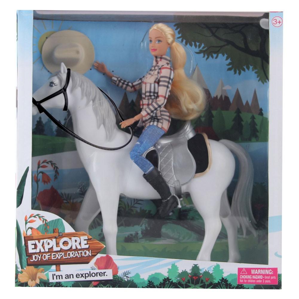 DEFA LUCY Lutka istraživač na konju bela