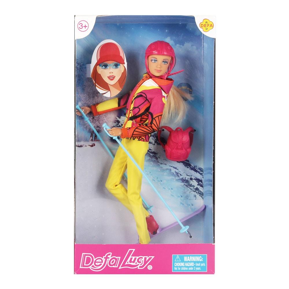 DEFA LUCY Lutka na skijama roze-žuta