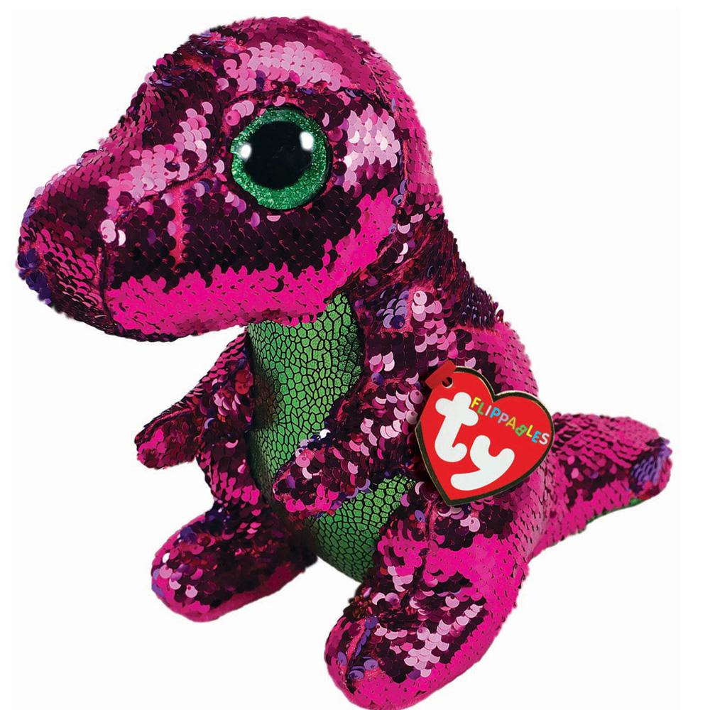 TY Plišana igračka dinosaurus Beanie Boos Flippables Stompy roze-zelena