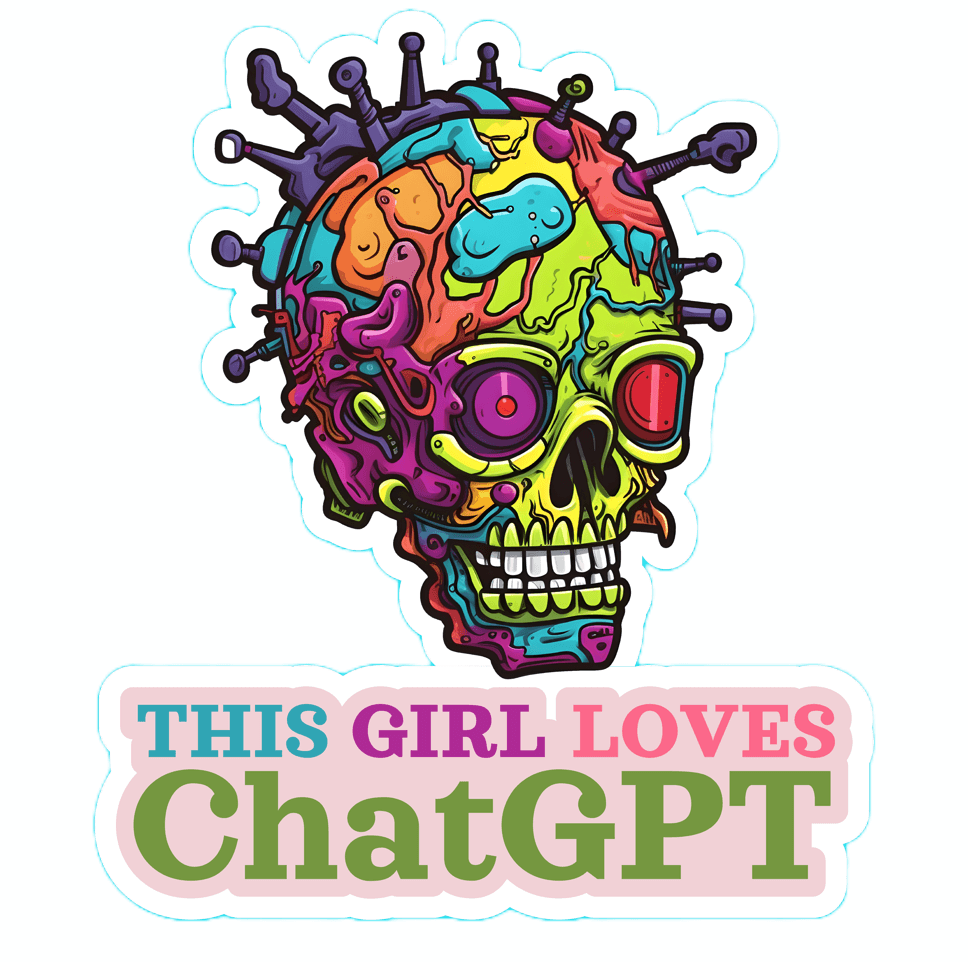 AI_MERGEART Nalepnica u Cyberpunk stilu "This Girl loves ChatGPT"
