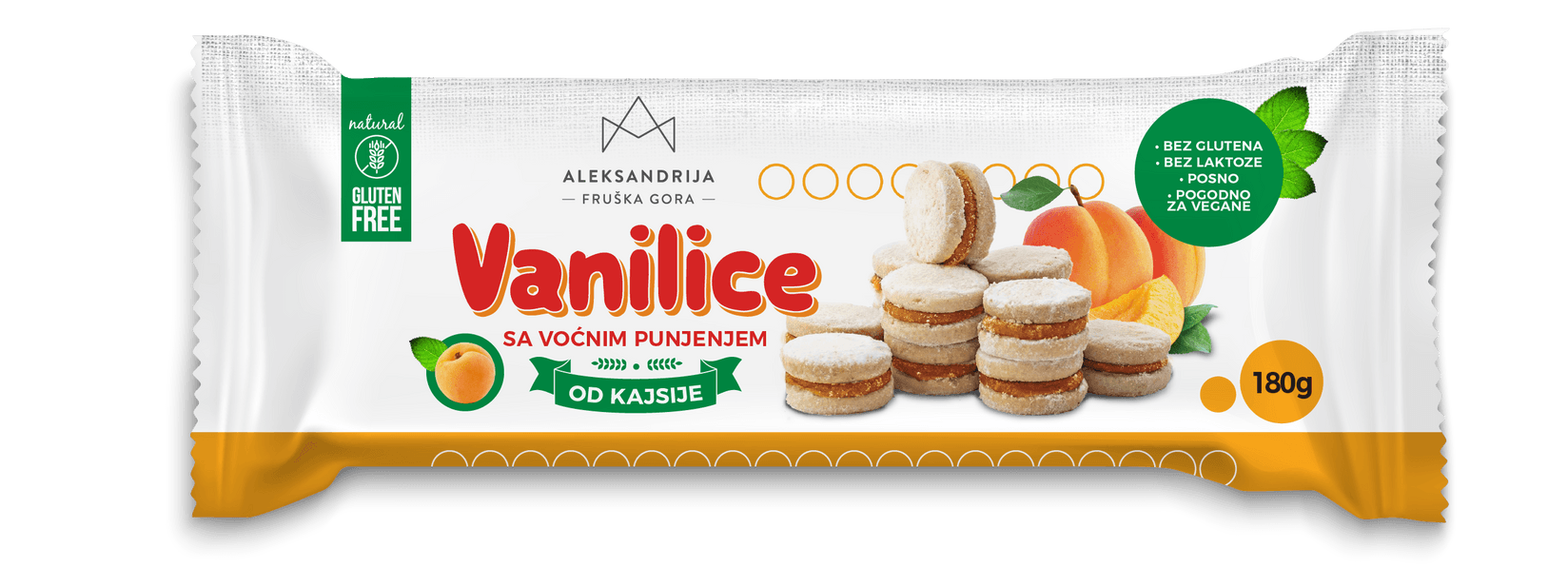 ALEKSANDRIJA Bezglutenske vanilice sa kajsijom, 180g