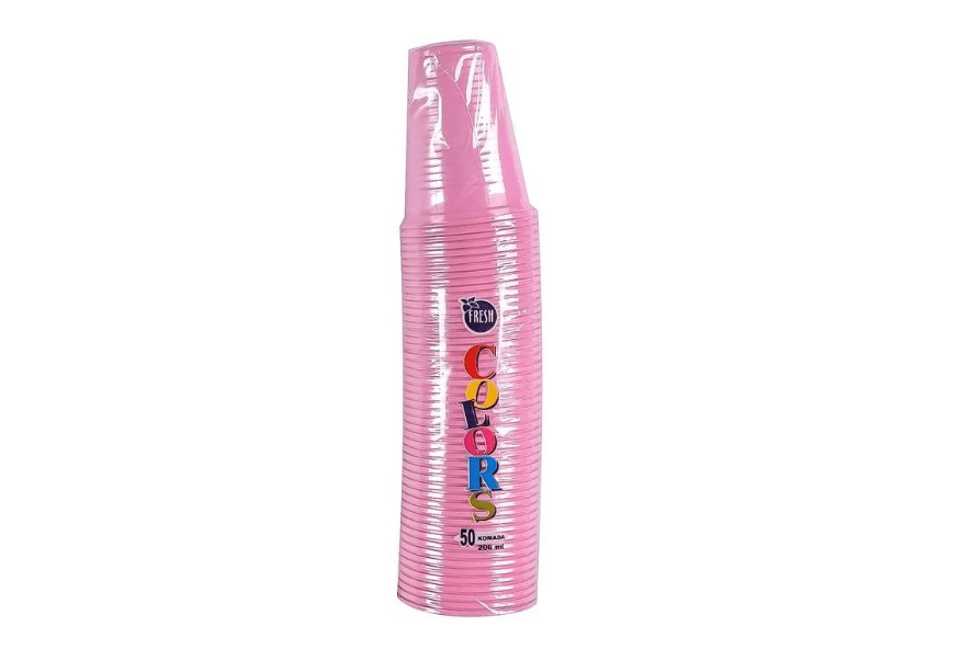 FRESH Set plastičnih čaša, 200ml, 50 komada, Roze