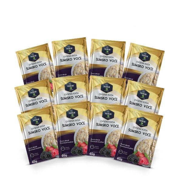 GoHealthy Paket ovsene kaše Premuim, Šumsko voće, 60 g, 12 komada