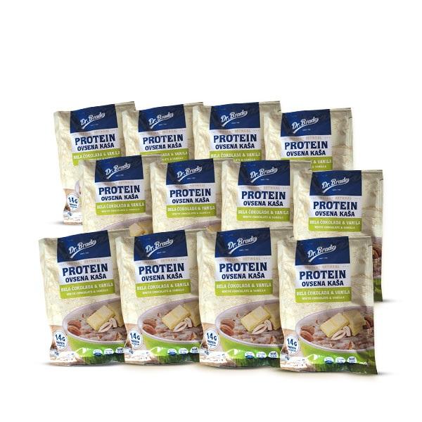 Dr. Brado Paket ovsene kaše Protein, Bela čokolada i vanila, 60 g, 12 komada