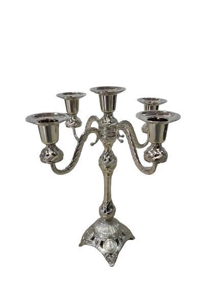 Apex Home Metalni svećnjak, Za 5 sveća, 30 cm, Boja srebra