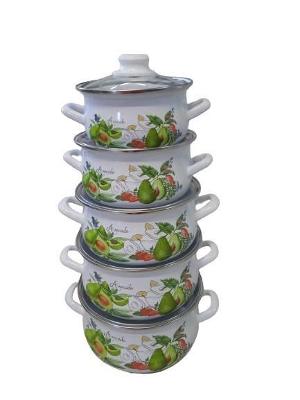 BONER Set šerpi sa motivom avokada, Emajl, 5 komada