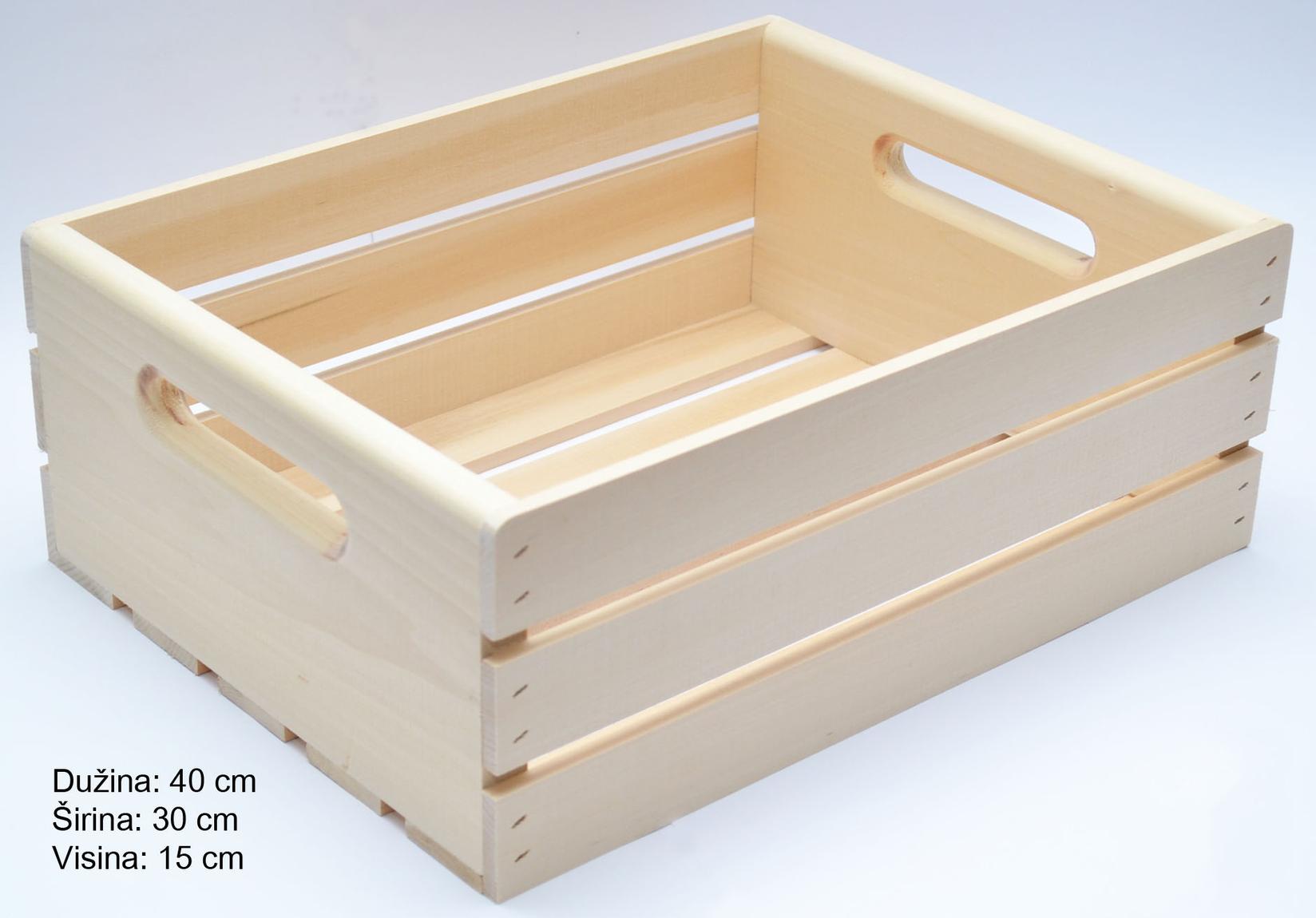 ARGO Gajba od punog drveta 40cm x 30cm x 15cm bež