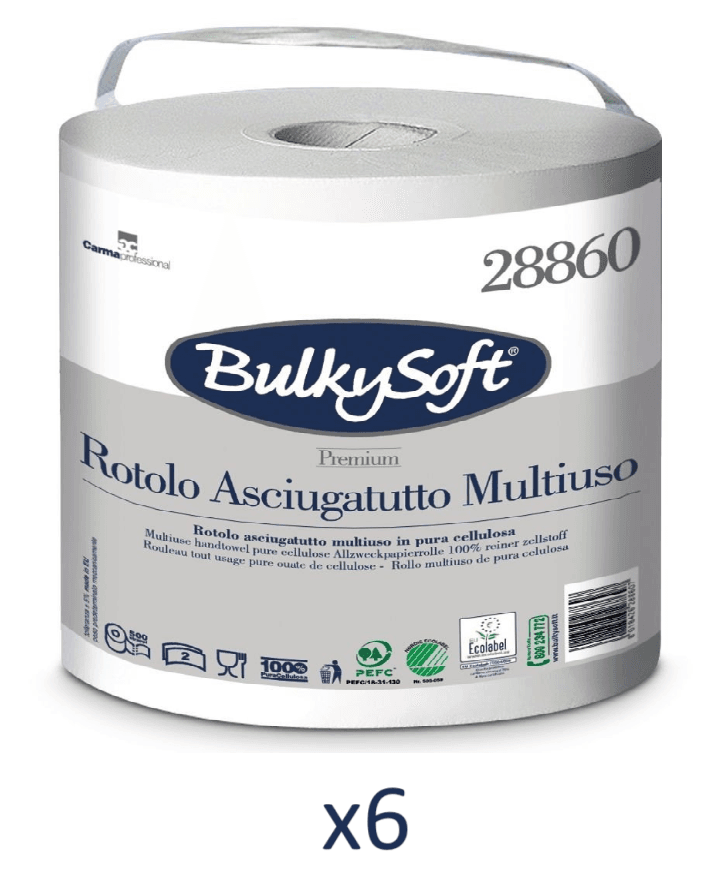 BULKYSOFT Premium papirni ubrus, Dvoslojni, 500 listova, 6 rolni