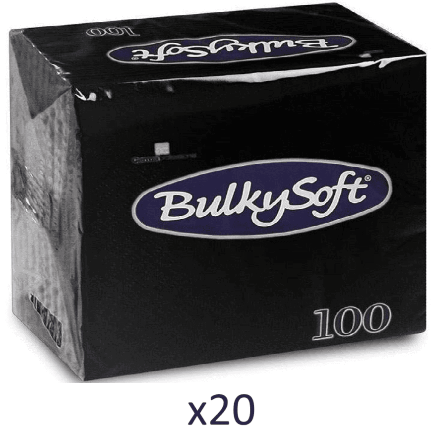 BULKYSOFT Salvete, 100/1, Dvoslojna, 20 pakovanja, 24x24cm, Crna