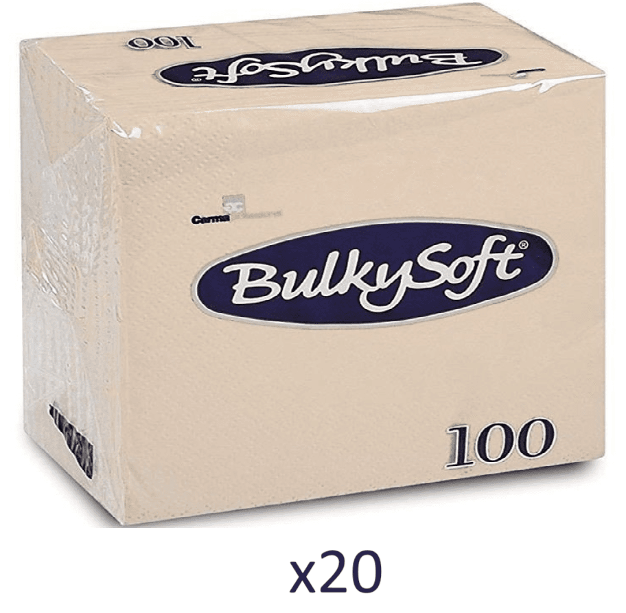 BULKYSOFT Salvete, 100/1, Dvoslojna, 20 pakovanja, 33x33 cm, Krem