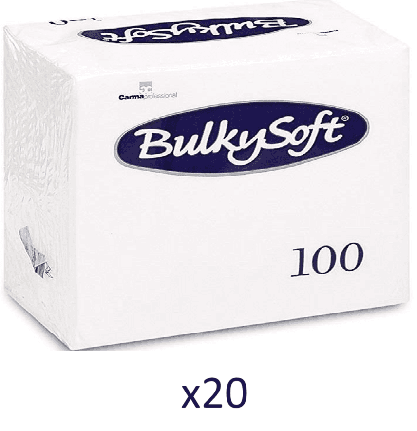 BULKYSOFT Salvete, 100/1, Dvoslojna, 20 pakovanja, 33x33 cm, Bela