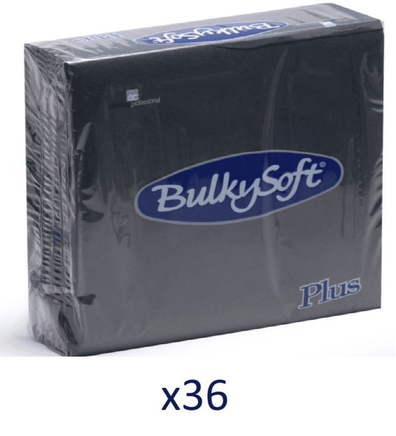 BULKYSOFT Salvete Plus, 40/1, Dvoslojna, 36 pakovanja, 38x38 cm, Crna