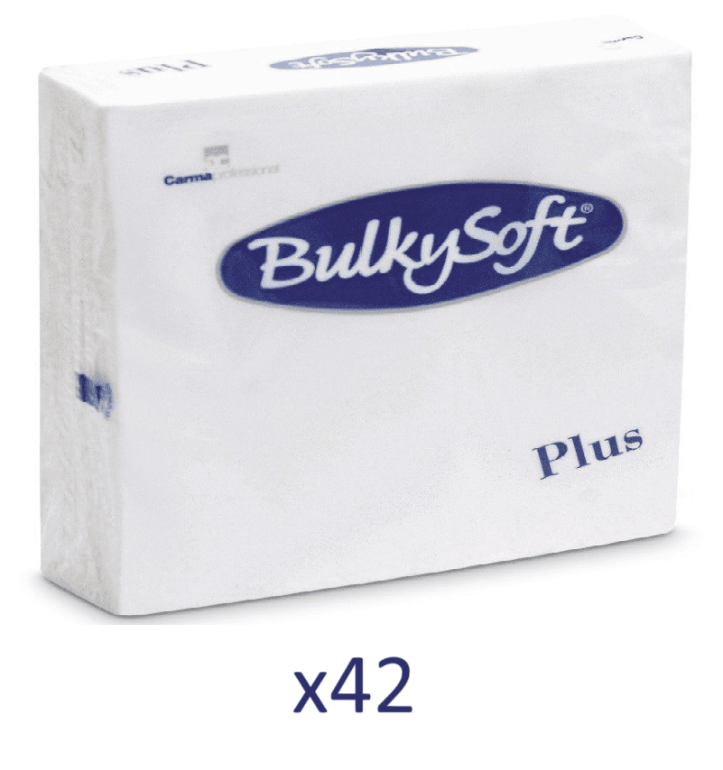 BULKYSOFT Salvete Plus, 40/1, Dvoslojna, 42 pakovanja, 38x38 cm, Bela