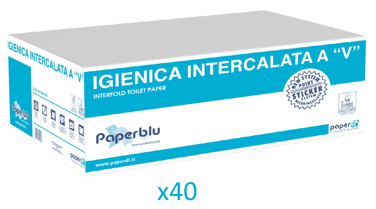 PAPERBLU Toalet papir u listićima, Celuloza, Dvoslojni, 40 pakovanja