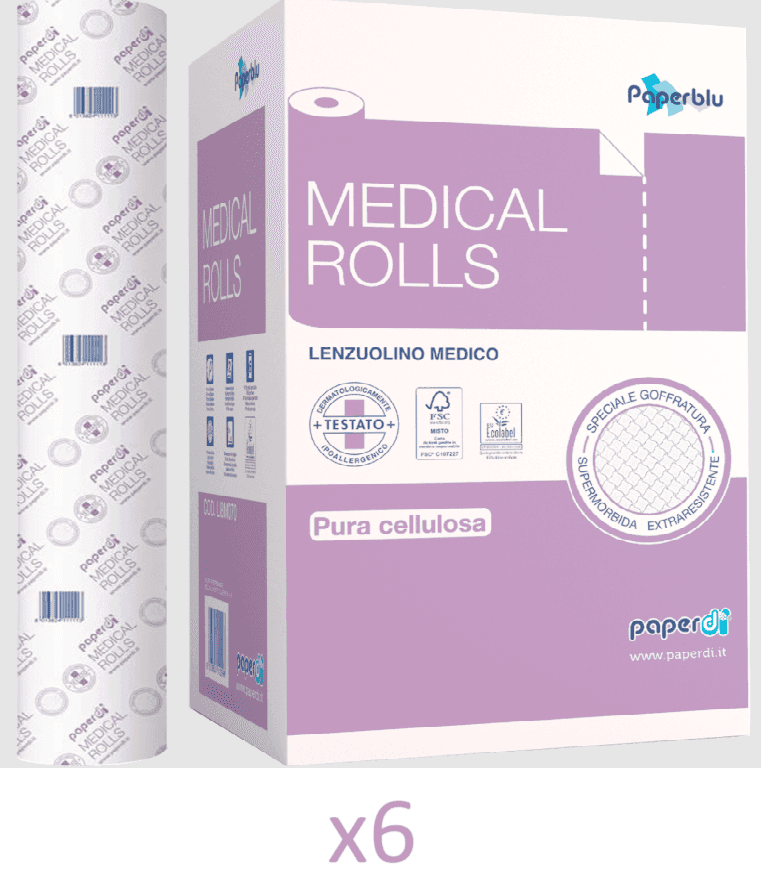 PAPERBLU Medicinska rolna, 80 m, Celuloza, Dvoslojni, 6 rolni