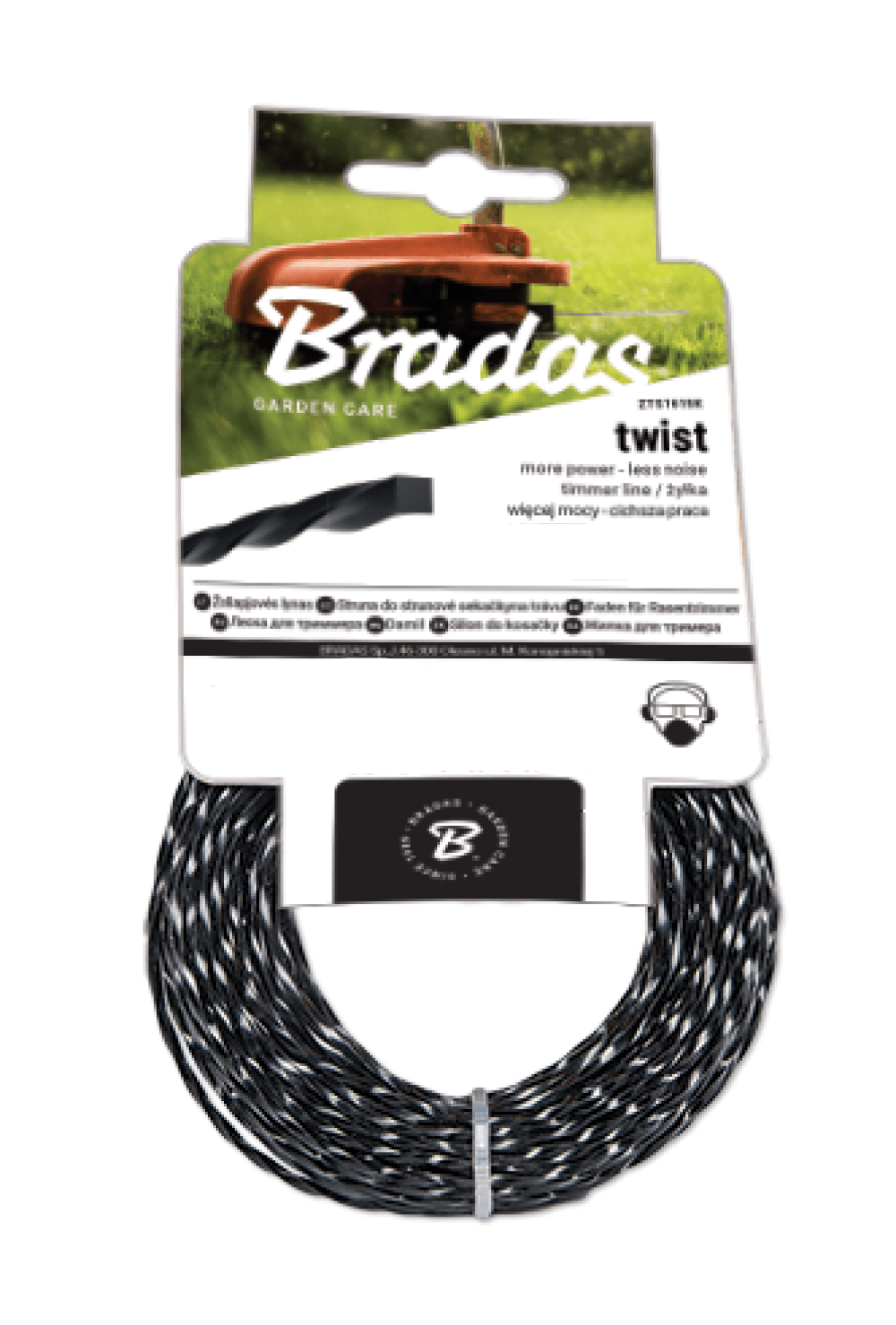 Bradas Rezna nit za trimere, Twist, 2.4 mm x 15 m, Crno-bela