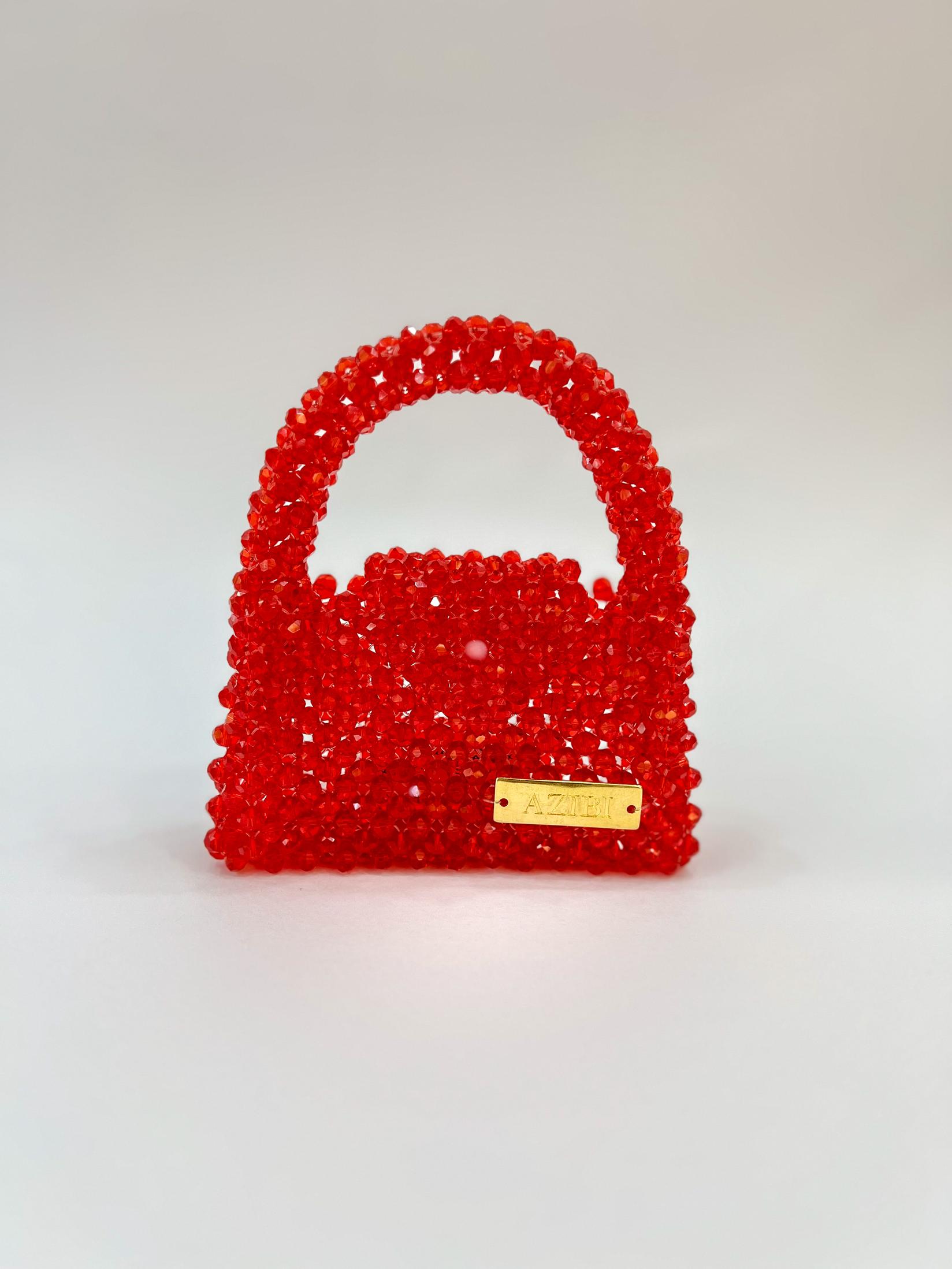 Azibi Ženska torba od perli Piccolina, Crvena