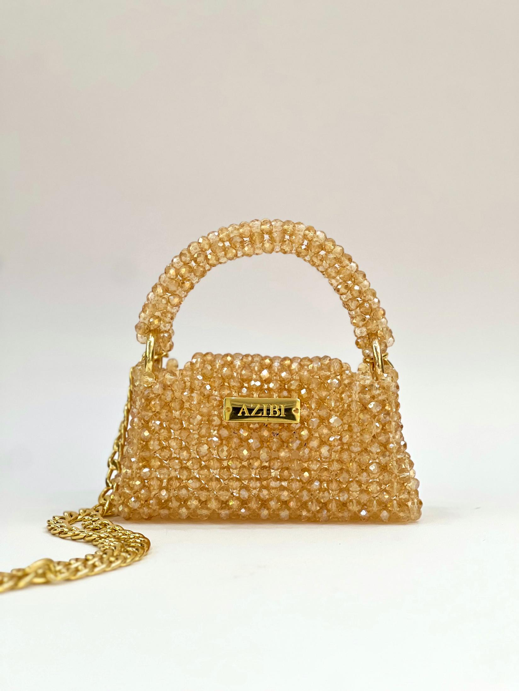 Azibi Ženska torba od perli Piccolina, Zlatne boje