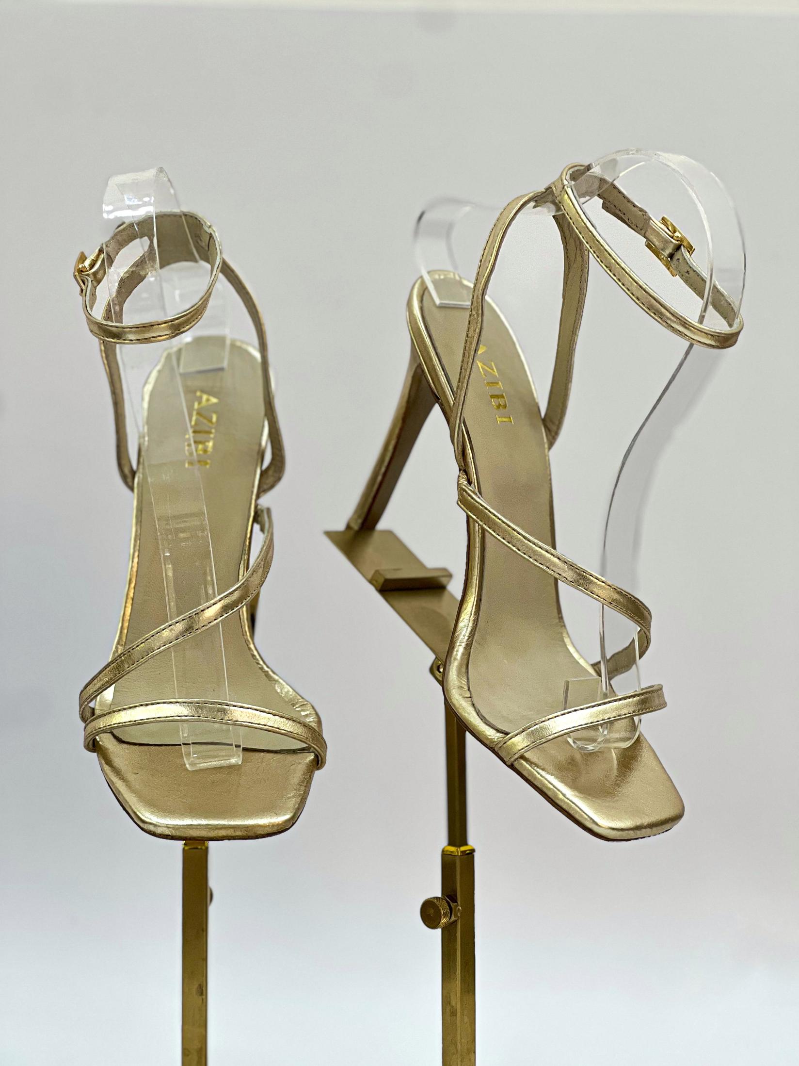 Azibi Ženske sandale na štiklu, Zlatne boje