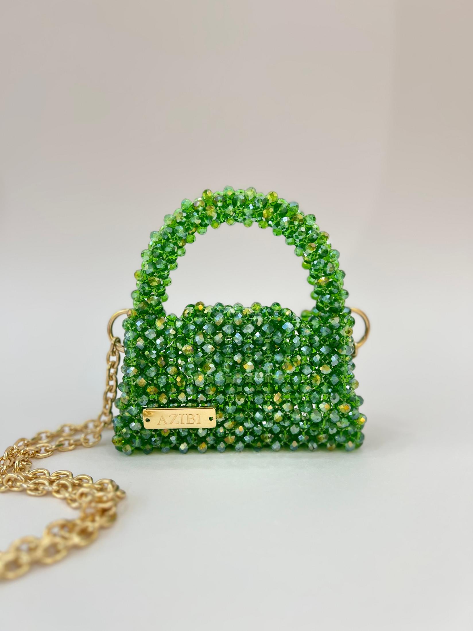 Azibi Ženska torba od perli Piccolina, Zelena