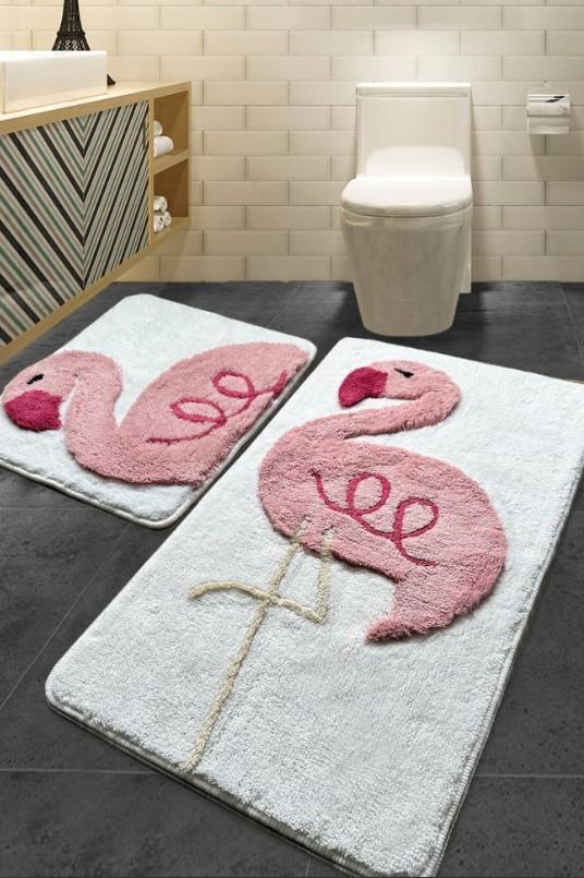 L'essentiel Maison Kupatilski otirač Flamingo, 2 komada, Roze-beli