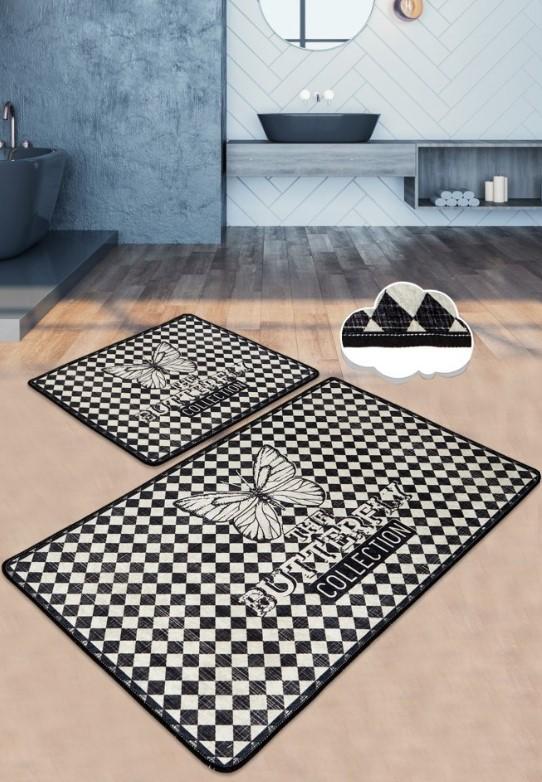 L'essentiel Maison Kupatilski otirač Kareli Kelebek, 2 komada, Crno-beli