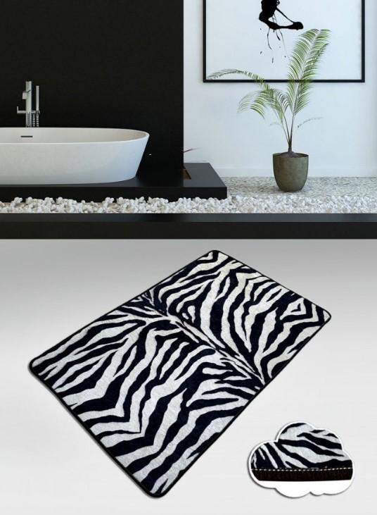 L'essentiel Maison Kupatilski otirač Striped, 80x100cm, Crno-sivi