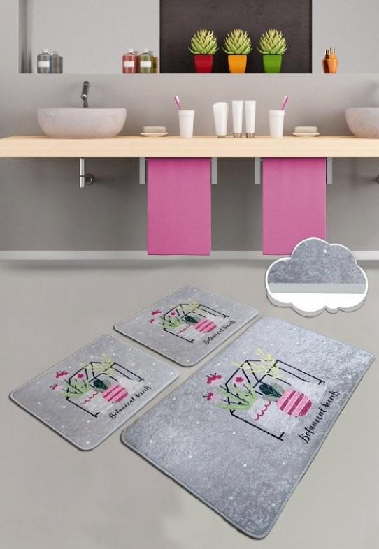 L'Essentiel Maison Kupatilski otirač Botanical Sweets 1, 3 komada, Sivi