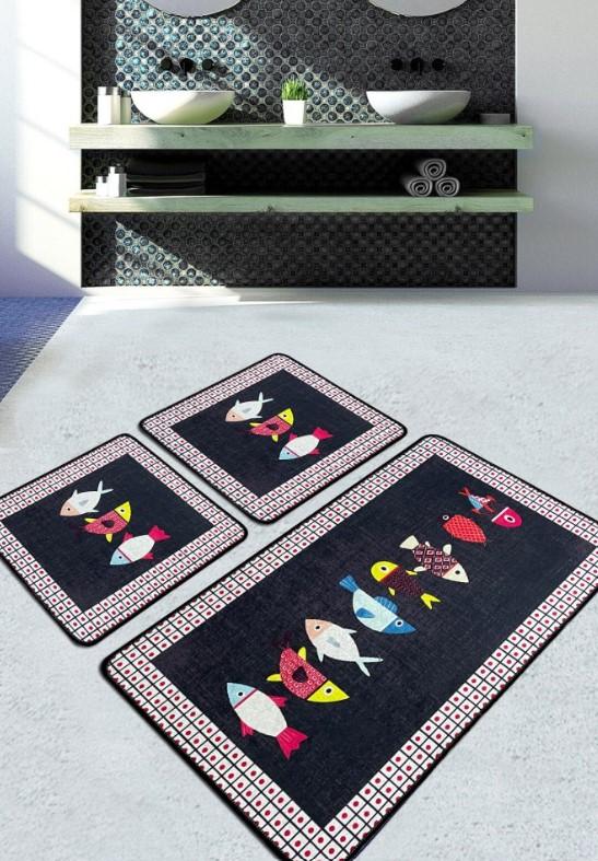 L'essentiel Maison Prostirka za kupatilo Swing of Fish, 3 komada, Šareni