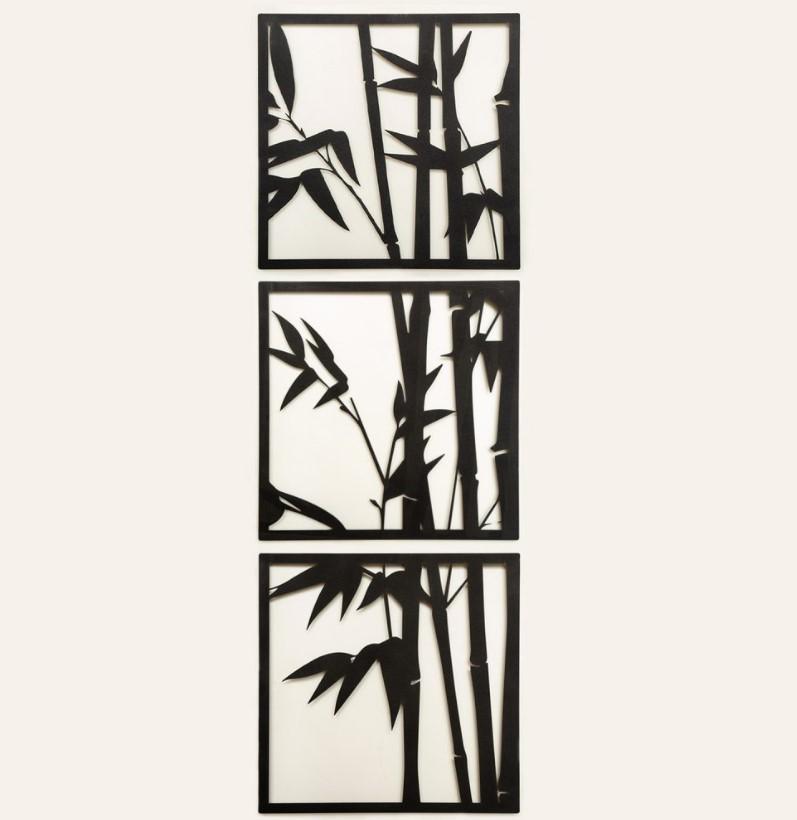 Wallity APT041MS Zidna dekoracija Bamboo, 45x45cm, 3 komada, Crna