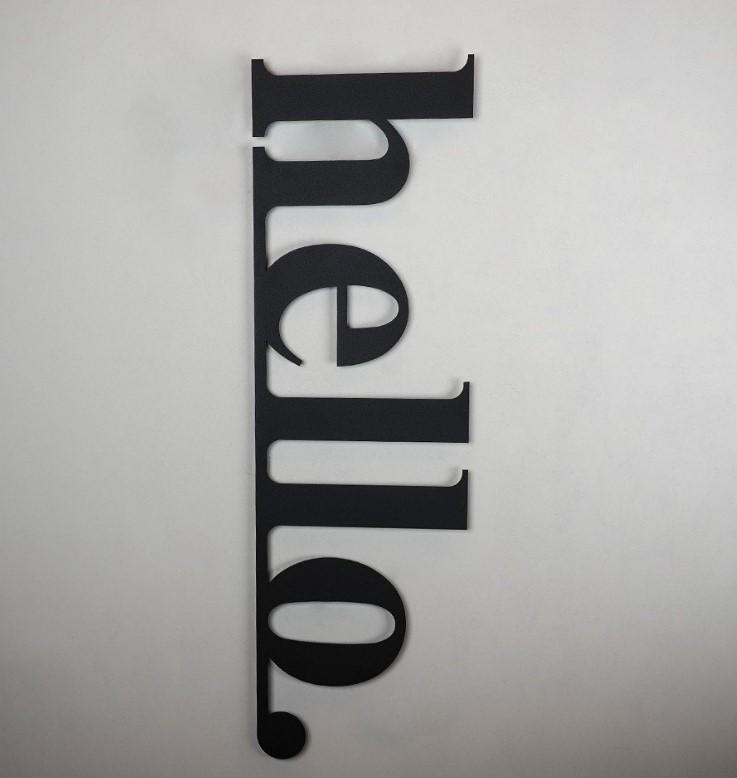 Wallity APT101LS Zidna dekoracija Hello, 30x99cm, Crna