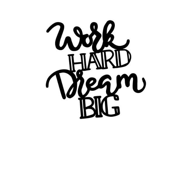 Wallity Zidna dekoracija Work Hard Dream Big 1, 53x52cm, Crna