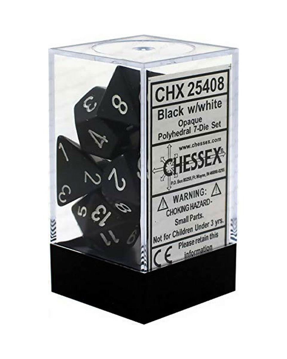 CHESSEX Kockice Opaque Polyhedral Black & White 7/1